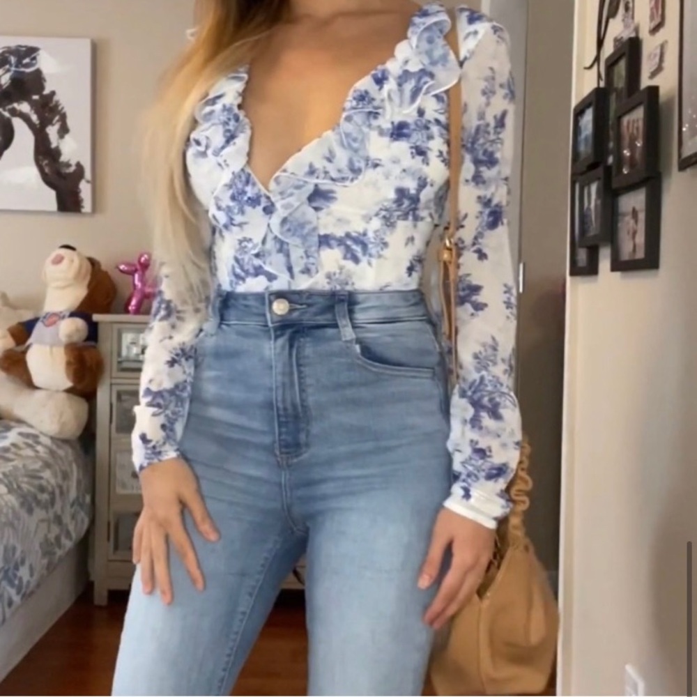 NEW Chiffon Deep Plunge Bodysuit
